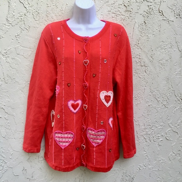 Quacker Factory Heart sweater medium ❤️ - Picture 1 of 8
